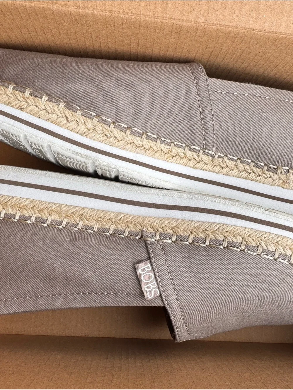 Skechers BOBS Women's Espadrille Slip-Ons in Taupe